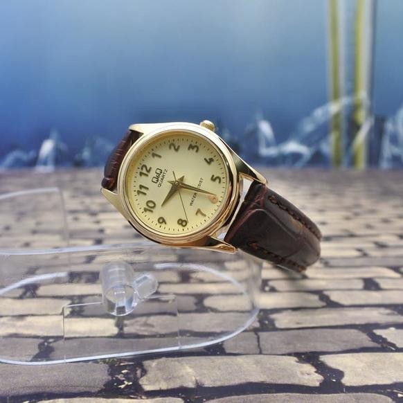 รับประกัน Q&Q QNQ QQ ANALOG WOMENS WATCH BROWN LEATHER Q853 - 103Y ORIGINAL CODE 195