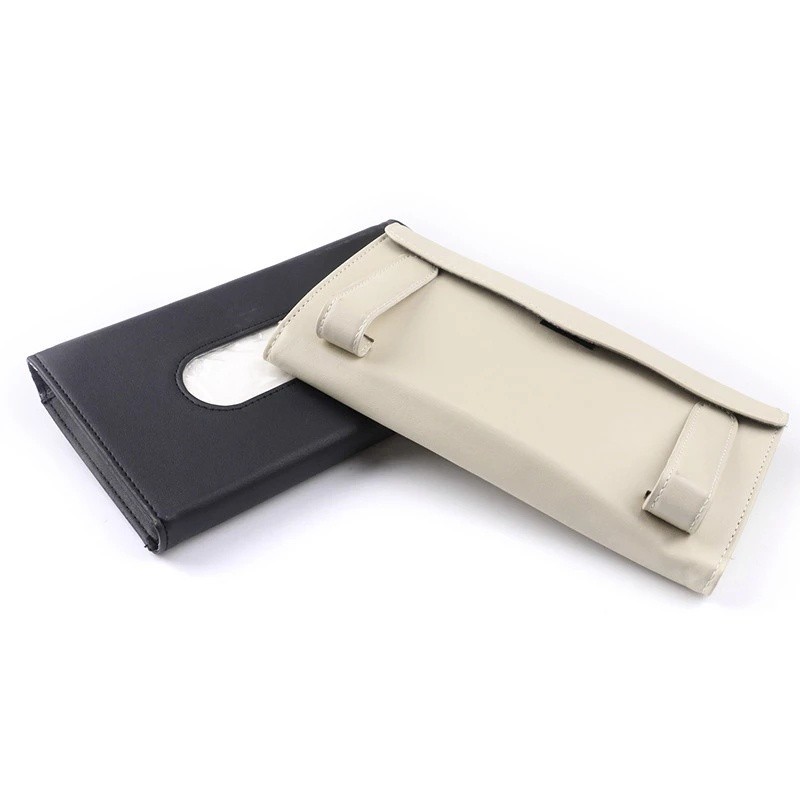 รถ TISSUE HOLDER / แขวน TISSUE BOX CAR SUN VISOR PU LEATHER CLIP CAR TISSUE CONTAINER