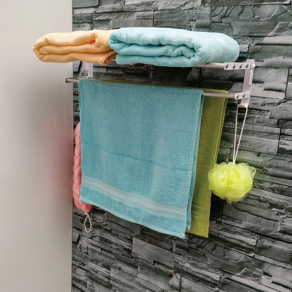 GANTUNGAN ALUMINIUM WALL CLOTHING RACK / TOILET HANGER / 6 FOLDING TOWEL CLOTHING RACK