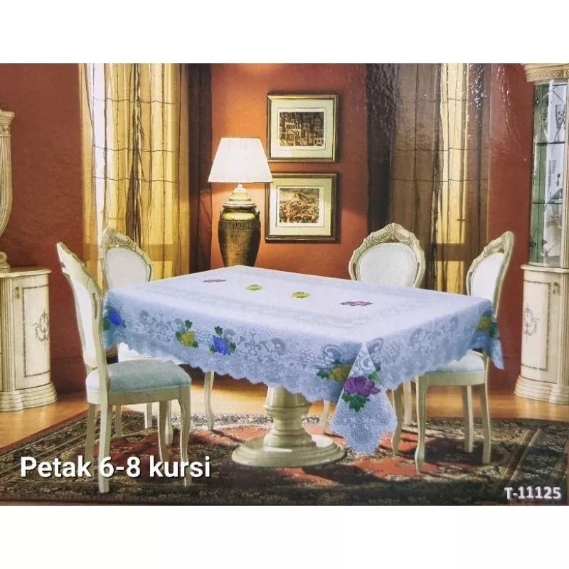 RECTANGULAR DINING TABLE CLOTH สําหรับเก้าอี้โพลีเอสเตอร์พิมพ์ลายคลาสสิก 6-8 ตัว