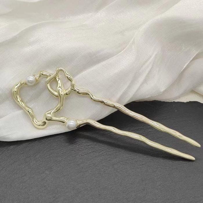 ตําหนิ! (TWOTONES) PEARL HAIR STICK HAIR FORK RETRO U-SHAPE