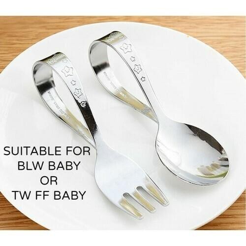 STILL READY JAPAN MADE ECHO BABY SELF-FEEDING CURVED UTENSILS KIDS SPOON FORK (BLW SPOON FORK)
