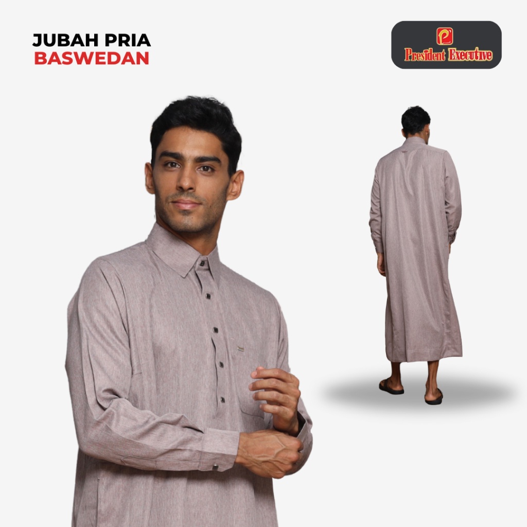 President Executive - เสื้อคลุมผู้ชาย แขนยาวธรรมดา ซีรีส์ Madinah คอปก Baswedan