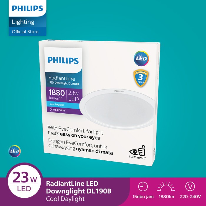 Philips Radiantline Downlight DL190B D200 23W 65K สีขาว