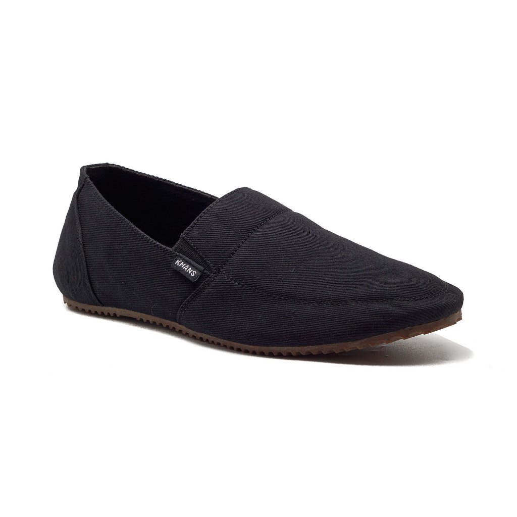 ใหม่! KHANS - Kante Black Slip On รองเท้าลําลองอย่างเป็นทางการสําหรับบุรุษและสตรีหนังสําหรับการทํางา