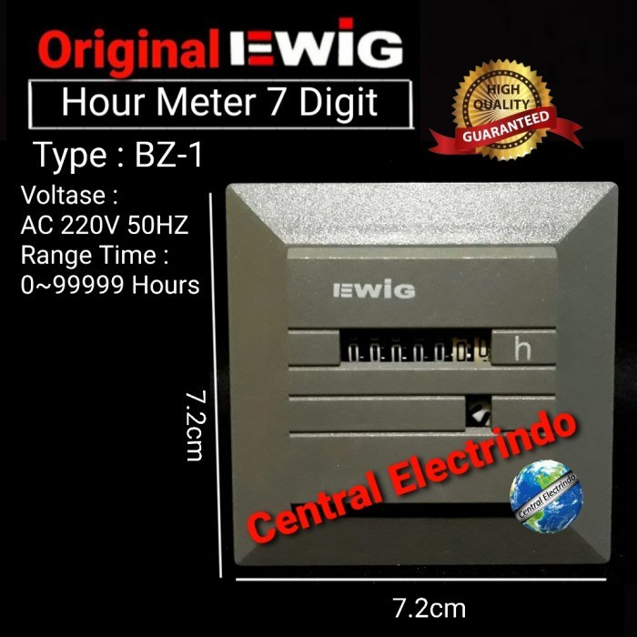 JTTOP" HOUR METER BZ-1 EWIG 7 DIGIT 220VAC.