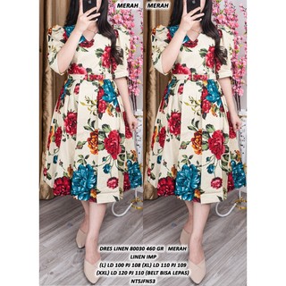 DRESS BUNGA DRESS WANITA CASUAL TEBAL 80030 #DLB