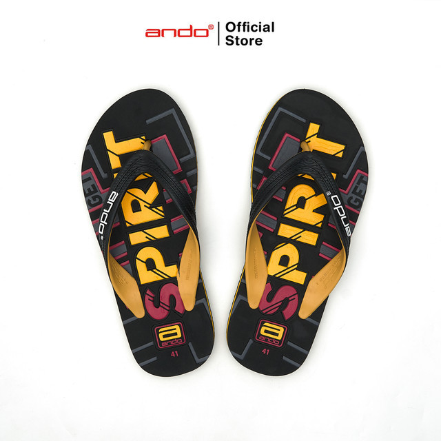 Ando Official Comax 02 Flip Flops สําหรับผู้ชาย - สีดํา/เหลือง