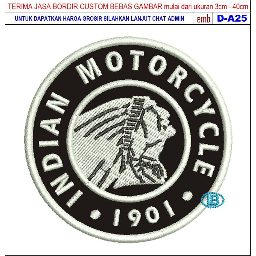 HD-55 INDIAN MOTORCYCLE 1901 PATCH EMBROIDERED MOTORCYCLE/RACING โลโก้