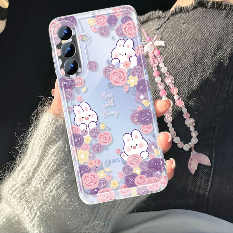 UNGU MAWAR Anti Crack กระต่ายสีม่วง Rose ปลอก Iphone A6s A6t Pro 5G Y05 V70 Fe 17 Pro Max 17 Air 15 