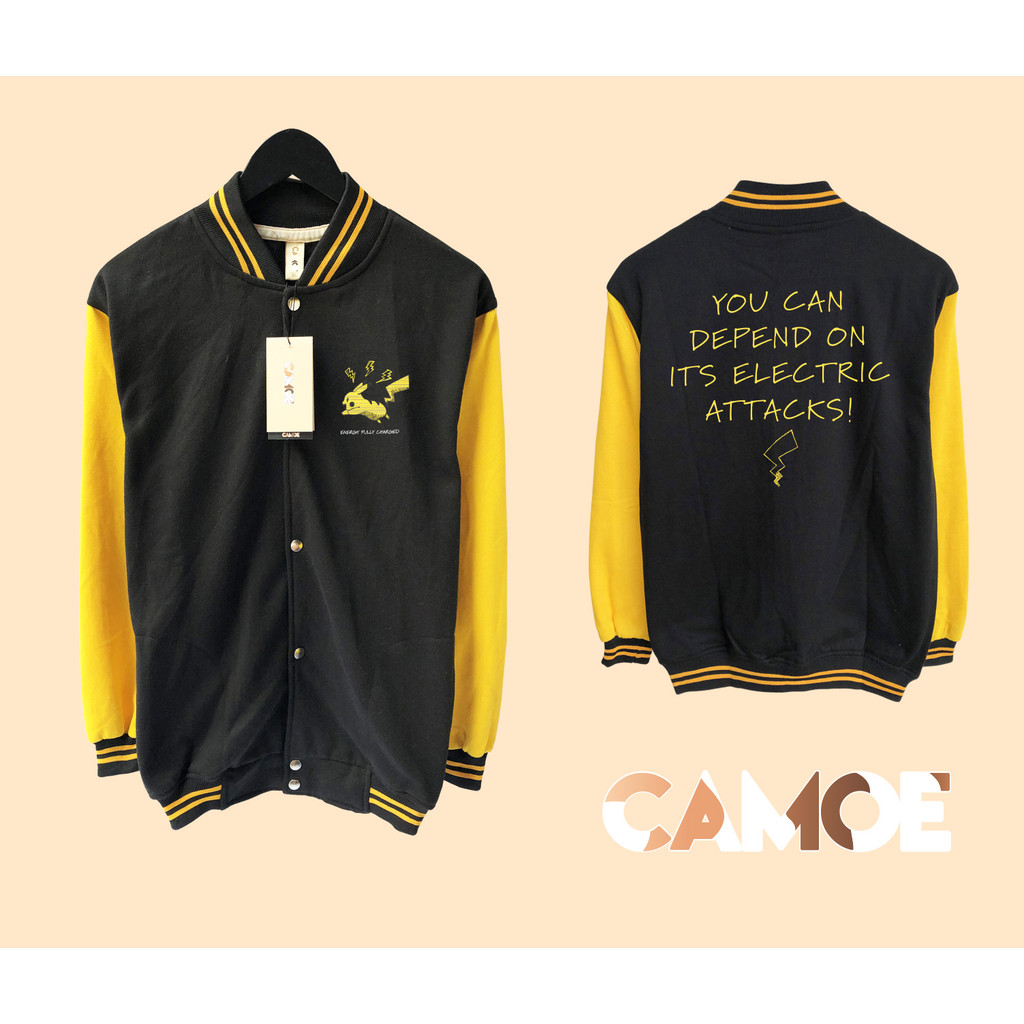 Pokemon Pikachu Energy Fully charge UT Anime Varsity Baseball Jacket
