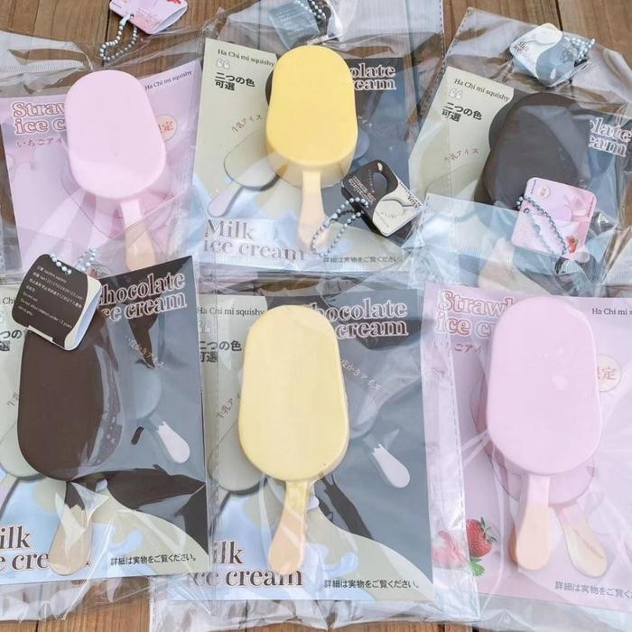 Squishy Toy ไอศกรีมแท่งลิขสิทธิ์ Hachimi ไอติมช็อกโกแลตวานิลลาสตรอเบอร์รี่นุ่มพิเศษ