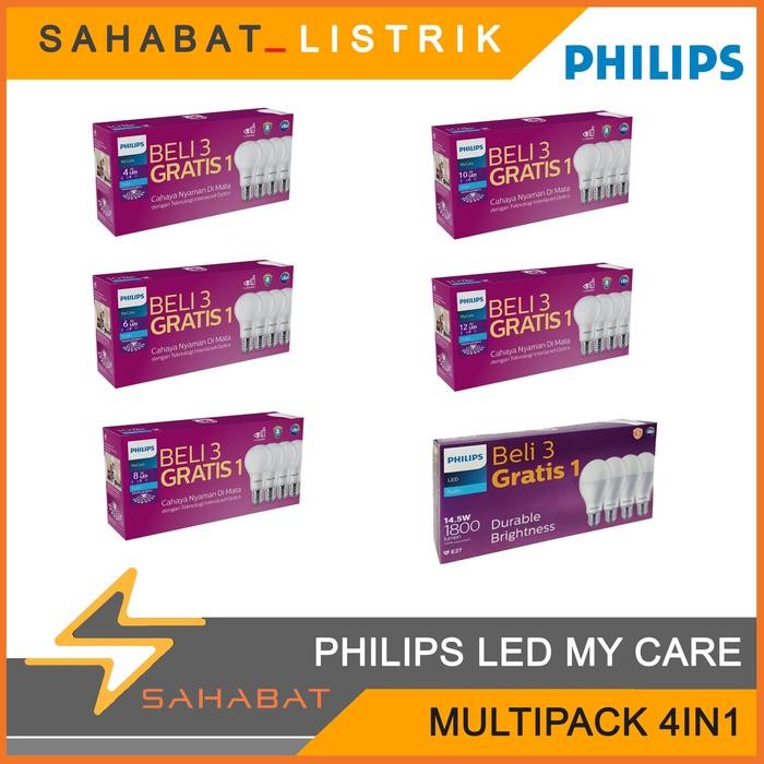 PHILIPS MyCare LED BULB LAMP/ PHILIPS BULB/ PHILIPS LED 4W 6W 8W 10W 12W 14.5W MULTIPACK 4IN1