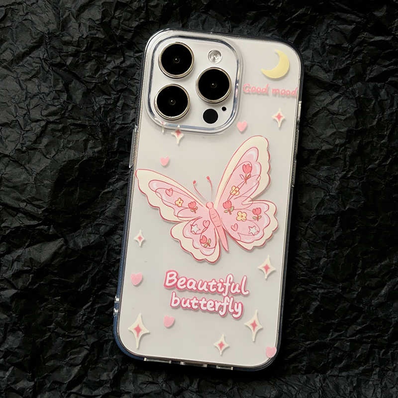 MERAH ผีเสื้อสีชมพูกันกระแทกปลอกใสOppo A6 70 NOTE 70 A5x A5i Pro A5 2025 Reno 14F 14 Pro C53 C51 C51
