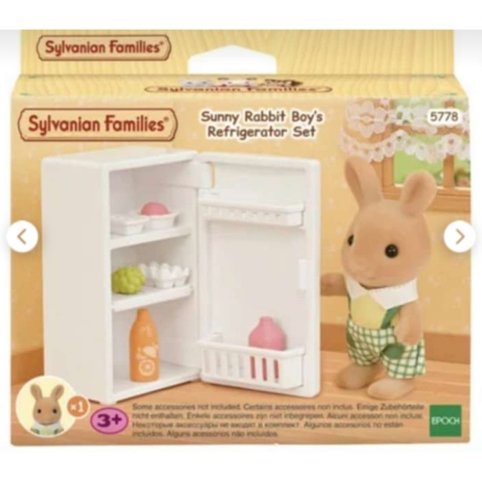 Sylvanian Families Sunny Rabbit Boy & ตู้เย็นชุดของเล่นตุ๊กตา