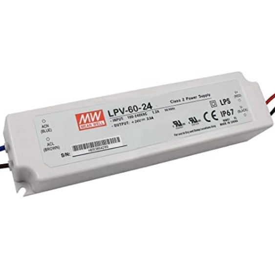 Meanwell lpv-60-24 60w 24v หม้อแปลงกลางแจ้ง/เบสบอล/ไดรเวอร์/แหล่งจ่ายไฟ