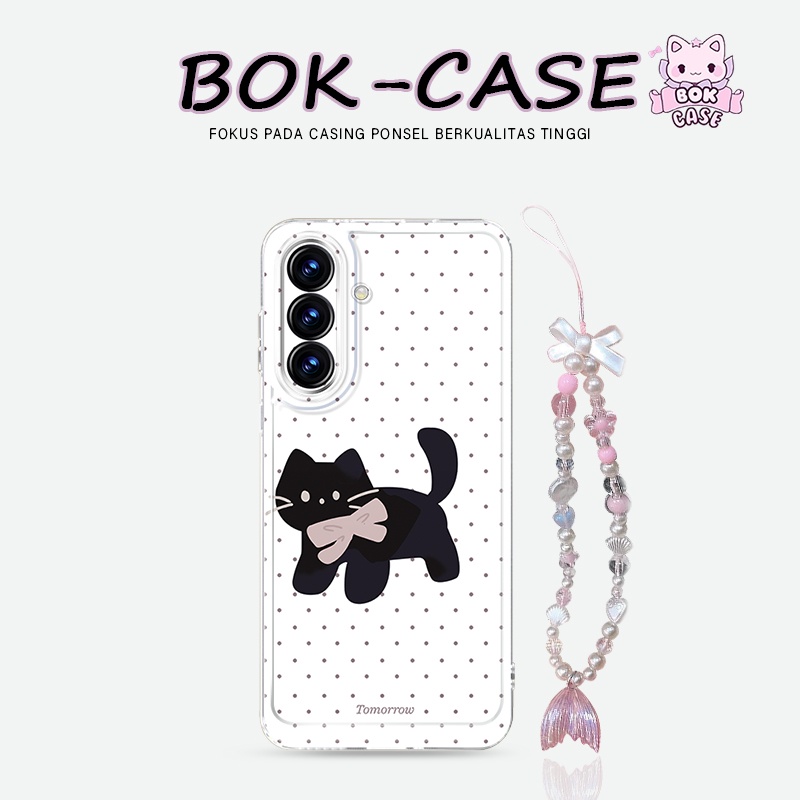 SAMSUNG การ์ตูนสีดําแมวกรณีSamsung A17 5G A07 A55 5G A35 A15 A05S Galaxy A56 A36 A26 A06 A16 5G A24 