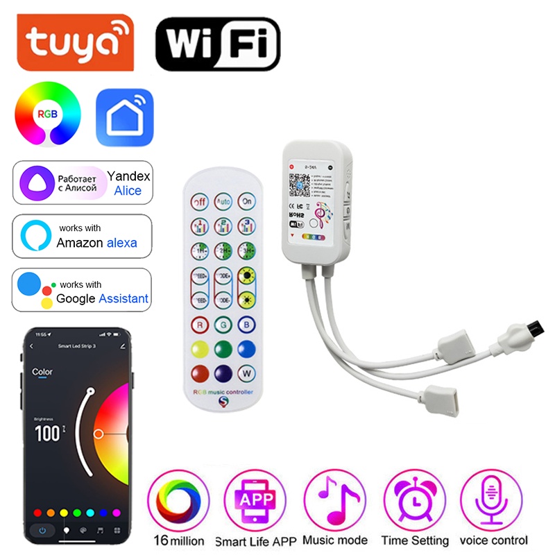 RGB Controller Wifi Smart Life Music Sync RGB Strip ไฟ Led Controller สําหรับเทป RGB สมาร์ท 24Key