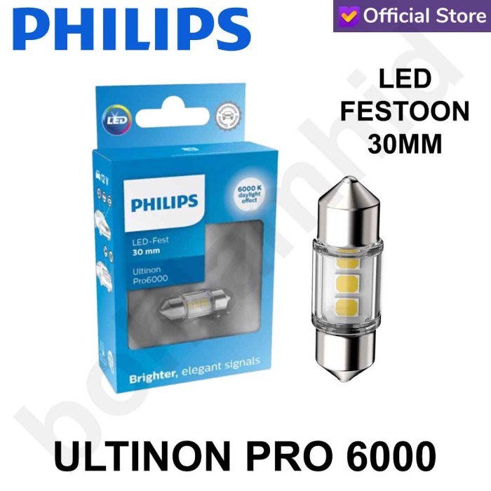 Philips Ultinon PRO6000 30MM Cabin LED C5W หลอดสีขาว Festoon Light
