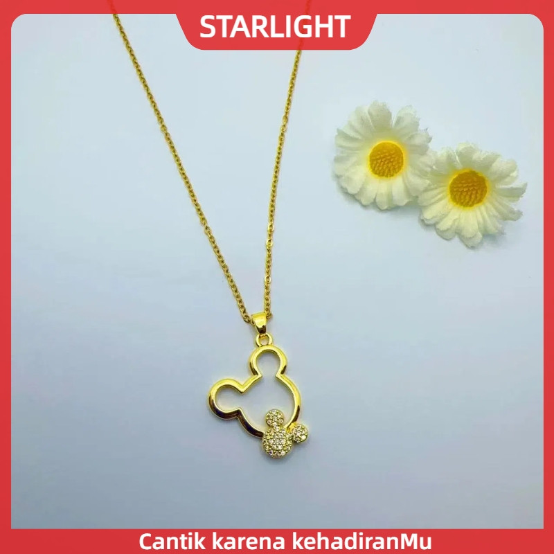 K33 สร้อยคอผู้หญิงไทเทเนียมสีทอง 18K ing