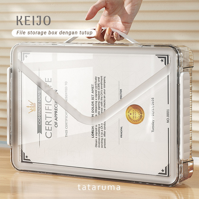 SendfastBoz- Keijo - กล่องเก็บเอกสารพร้อมฝาปิดถาดกล่องแฟ้มใสอเนกประสงค์