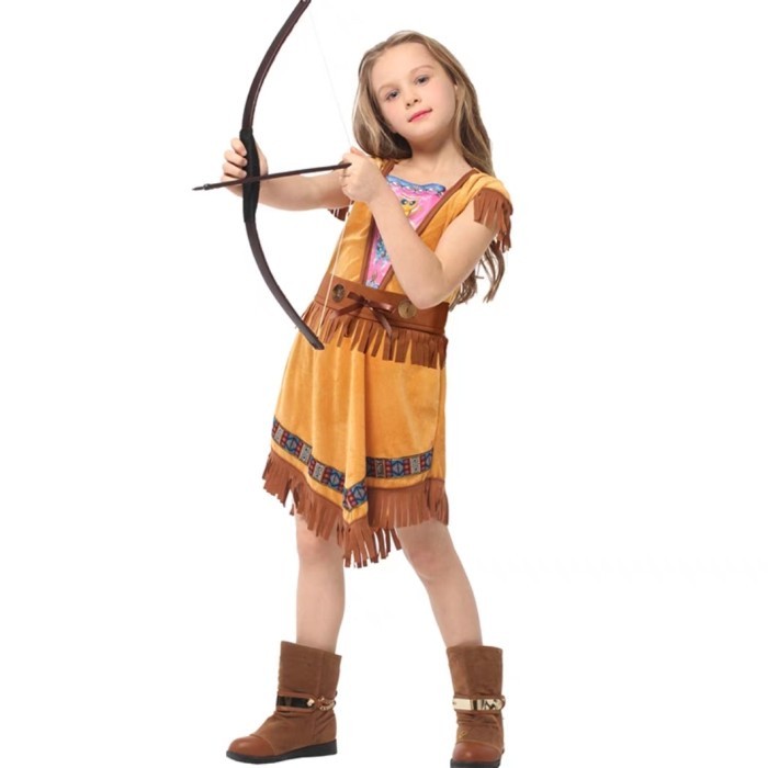 ใหม่ NATIVE AMERICAN INDIAN COSTUME TODDLER INDIAN AMERICA KIDS COSTUME 3 พร้อม