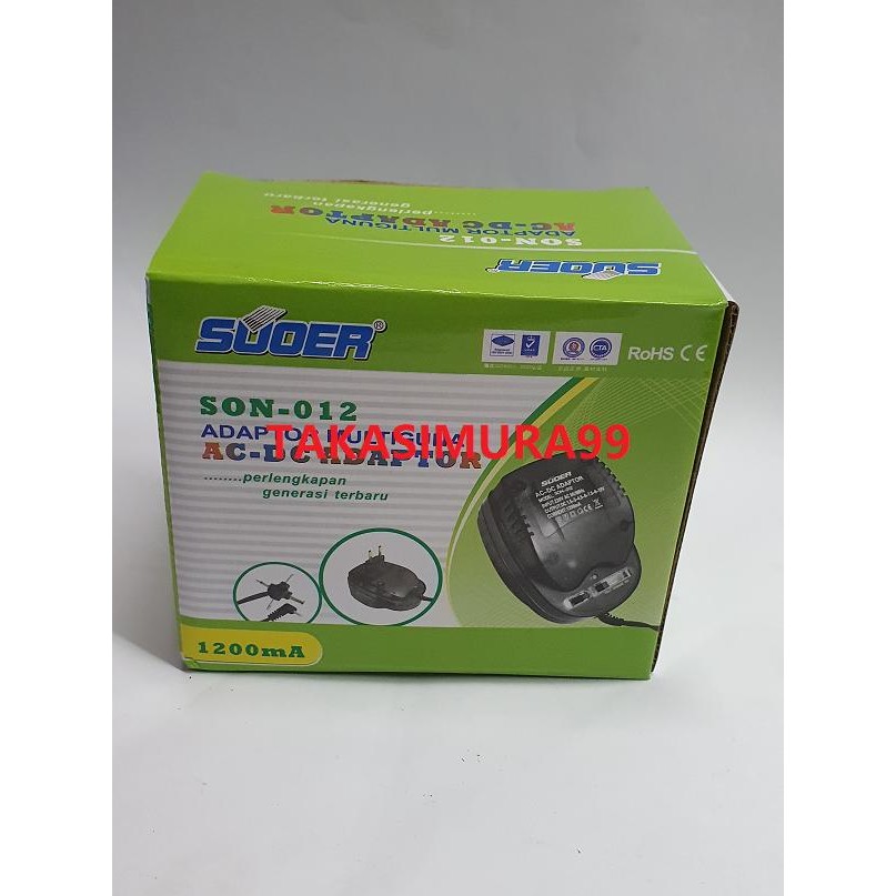 พร้อม JT UNIVERSAL ADAPTER 1.5v 3v 4.5v 6v 7.5v 9v 12v 1200mA 12A