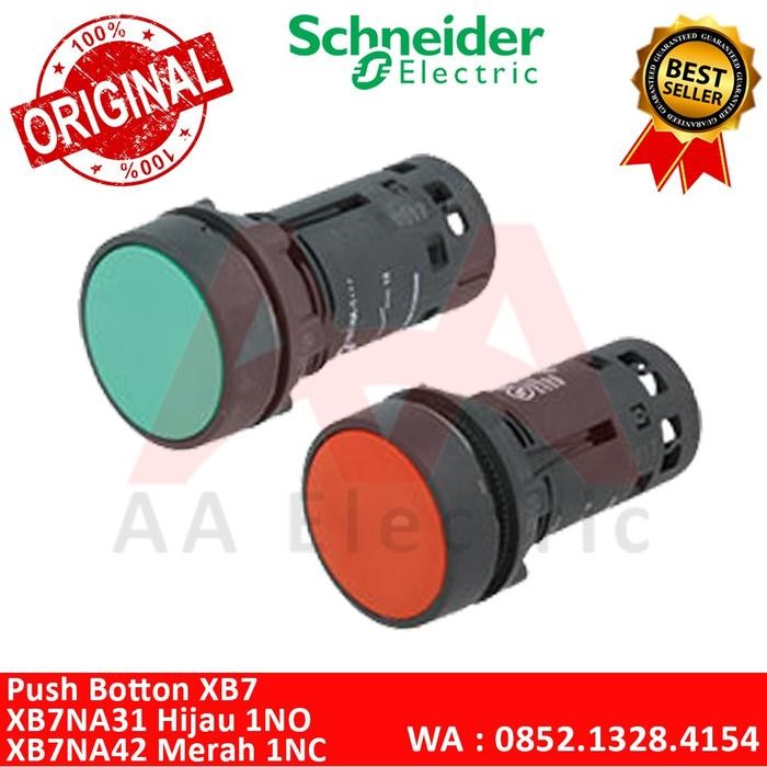 HIJAU ปุ่มกดสีเขียว Xb7Na31 Schneider Ready