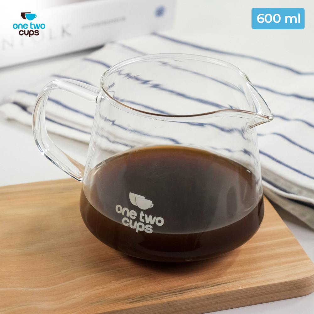 One Two Cups Coffee Server V60 Drip Pour Borosilicate Glass - AI101