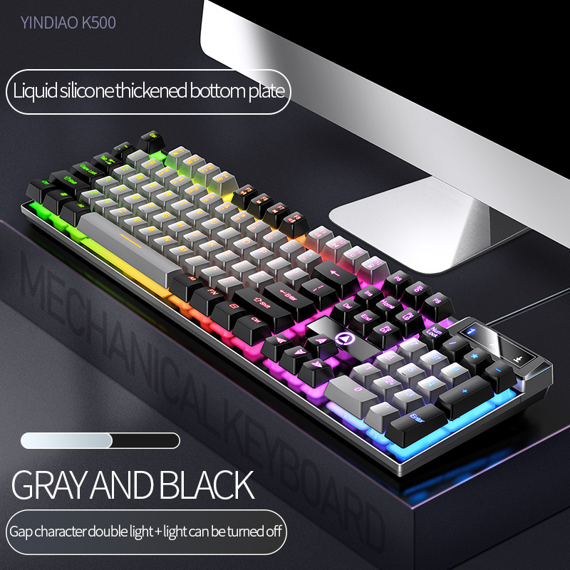 Mechanical Feel Gaming Keyboard แบบมีสาย USB RGB 104 คีย์ K500 Universal คุณภาพสูง
