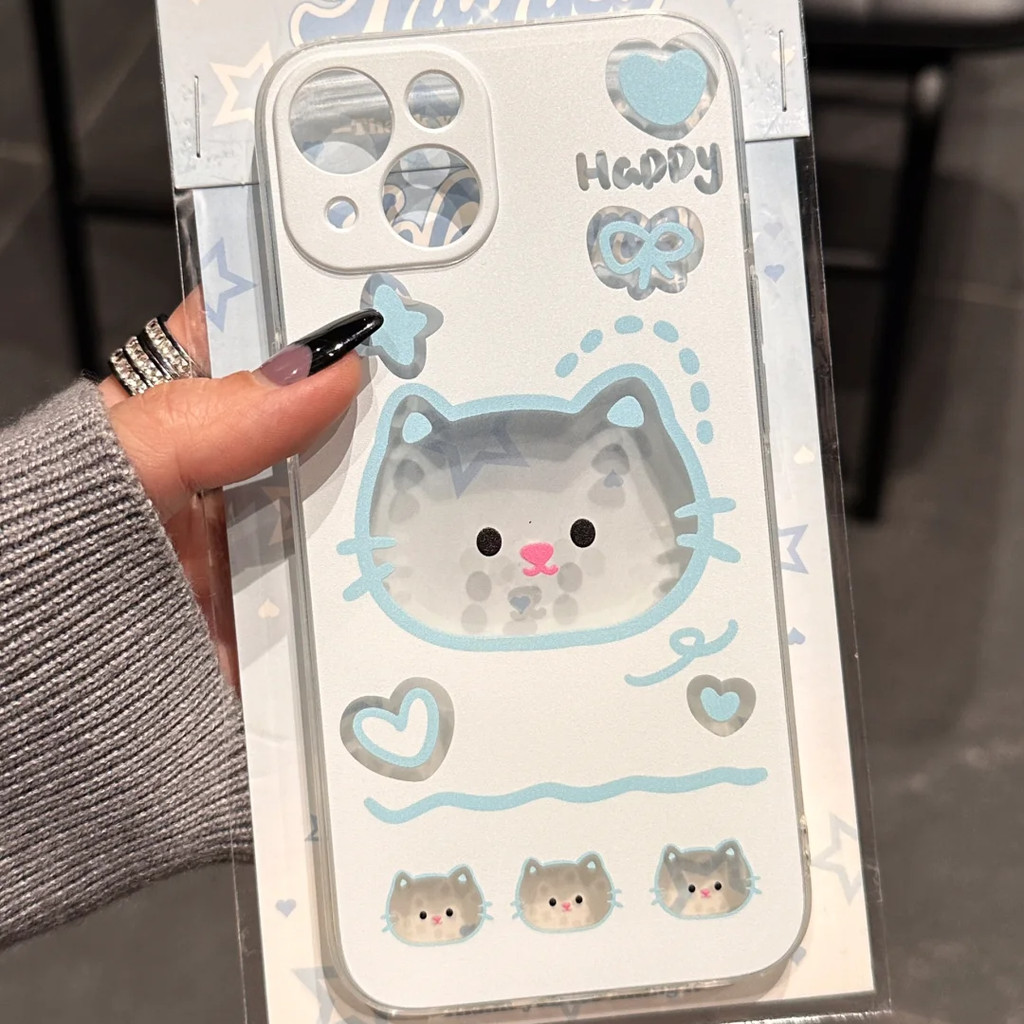 Blue ลูกแมวที่ว่างเปล่าสําหรับ Iphone 17 Pro 17 Air 17 Pro Max 16E 15 Pro Max 11 13 Pro Max Ip 12 13