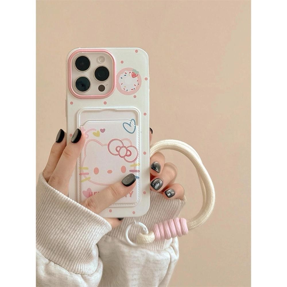 Strawberry Kitty Fancy Card Holder Casing Samsung A37 A57 5G A17 5G A07 A06 A56 A36 A26 5G A50 A50S 