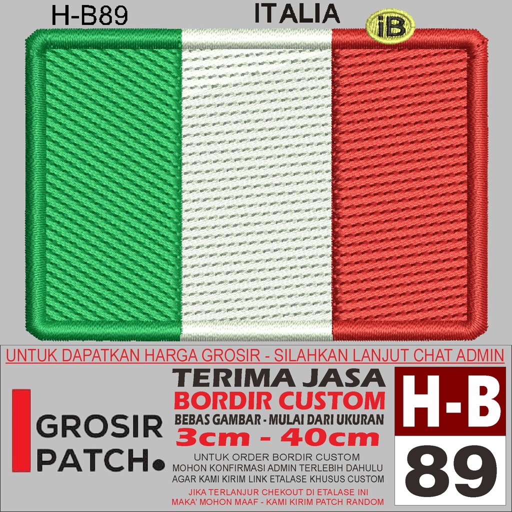 FL-89 H-B89 อิตาลี FLAG LOGO EMBROIDERY PATCH