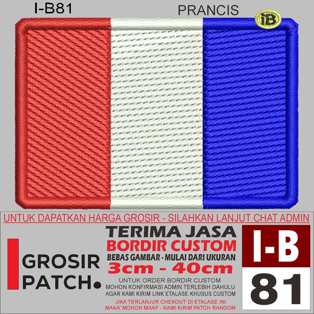 FL-181 I-B81 FRANCE FLAG LOGO EMBROIDERY PATCH