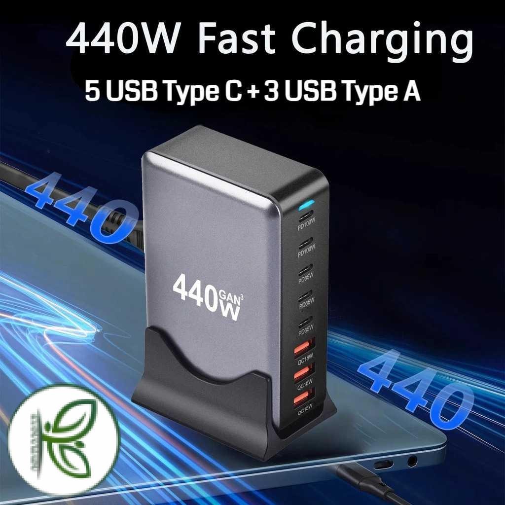 STONEGO Charger Station Fast Charging Multi Port USB Type C GaN3 440W - YFY-IQ46