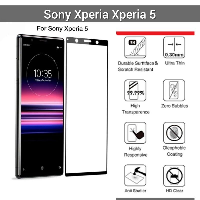 Fara กระจกนิรภัย Sony Xperia 5 2.5D รายการสีดํา J8210 J8270 J9210 SOV41 SO-01M
