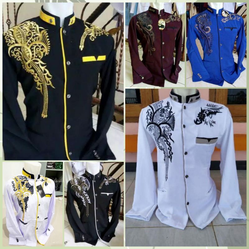 ผู้ใหญ่ Jasko ปัก Motif ผู้ชาย Jasko แขนยาวชายเสื้อมุสลิม Jasco ล่าสุด Koko Jasko