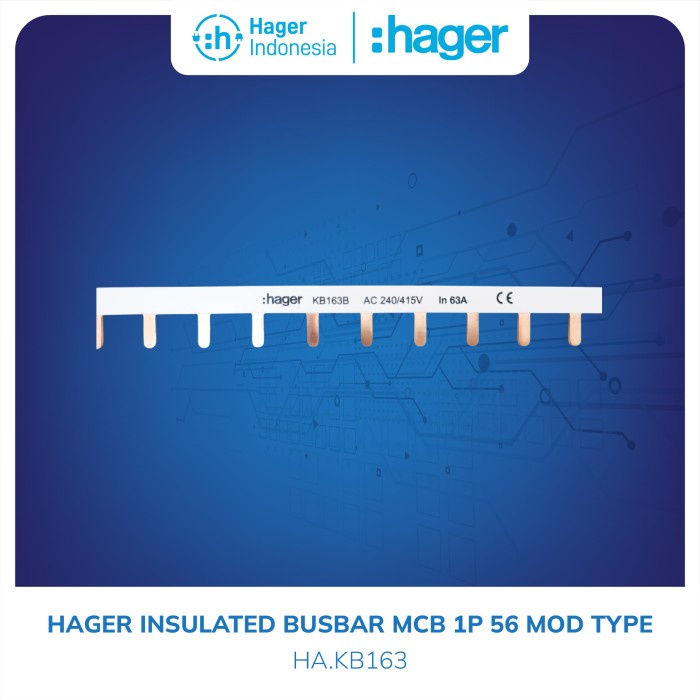 MATA Hager Rail MCB หวีบัสบาร์ MCB 1 เฟส 63a 63 แอมป์ 56 ตา - KB163B
