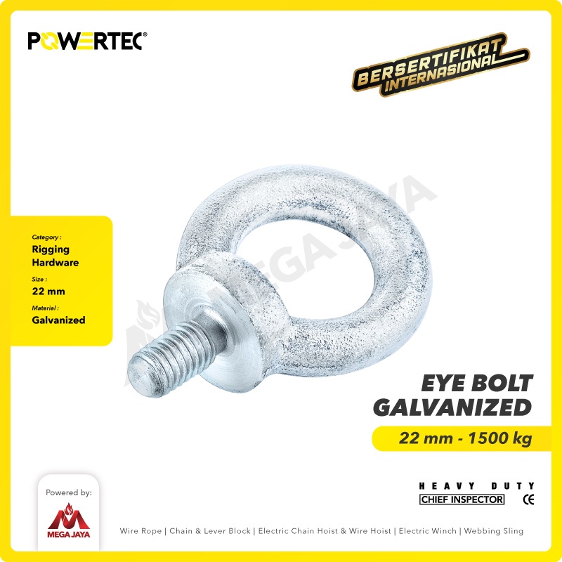 MATA Powertec Eye Bolt / สังกะสี Bolt Eye M22