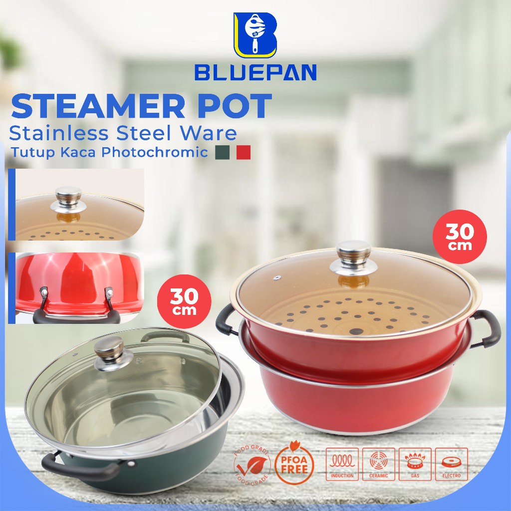 ID BLUEPAN 2-LAYER STEAMEER POT 30CM STEAM POT มัลติฟังก์ชั่นแพ็คไม่ติด