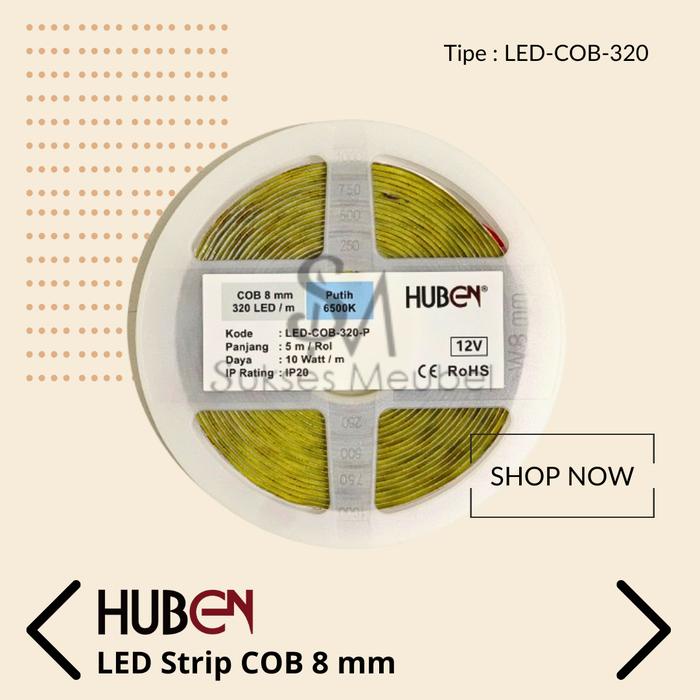 Led-Cob-320 - ไฟ Huben / Led STRIP Cob 8 MM Huben