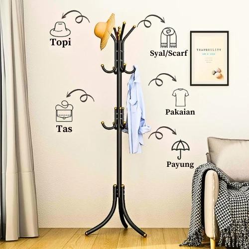 GANTUNGAN SendfastBoz- 9 Hook Clothes Pole Hanger Aesthetic Stand Clothes Hanger Stand