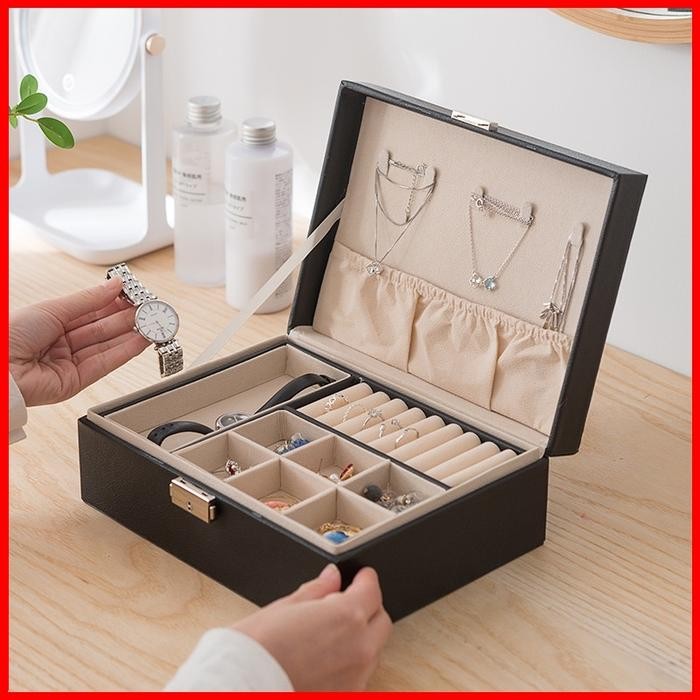 Ema.gemang ID HOME กล่องเครื่องประดับสองชั้น แหวน ต่างหู สร้อยคอนาฬิกา