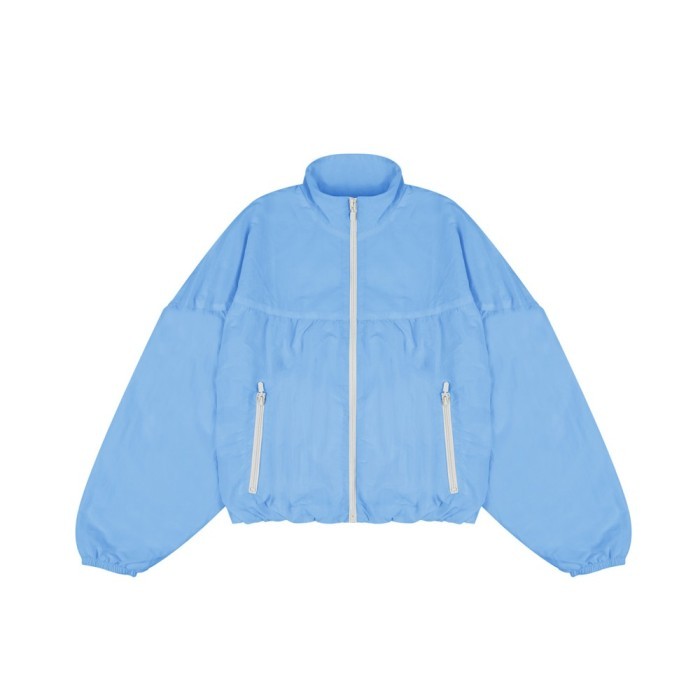 3Second Womens Parachute Mid Cropped Jacket Sporty Jacket C010923 - สีฟ้า, ส
