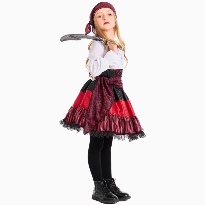 ต้นฉบับ PIRATE GIRL COSTUME HALLOWEEN COSTUME CHILDRENS PIRATES COSTUME