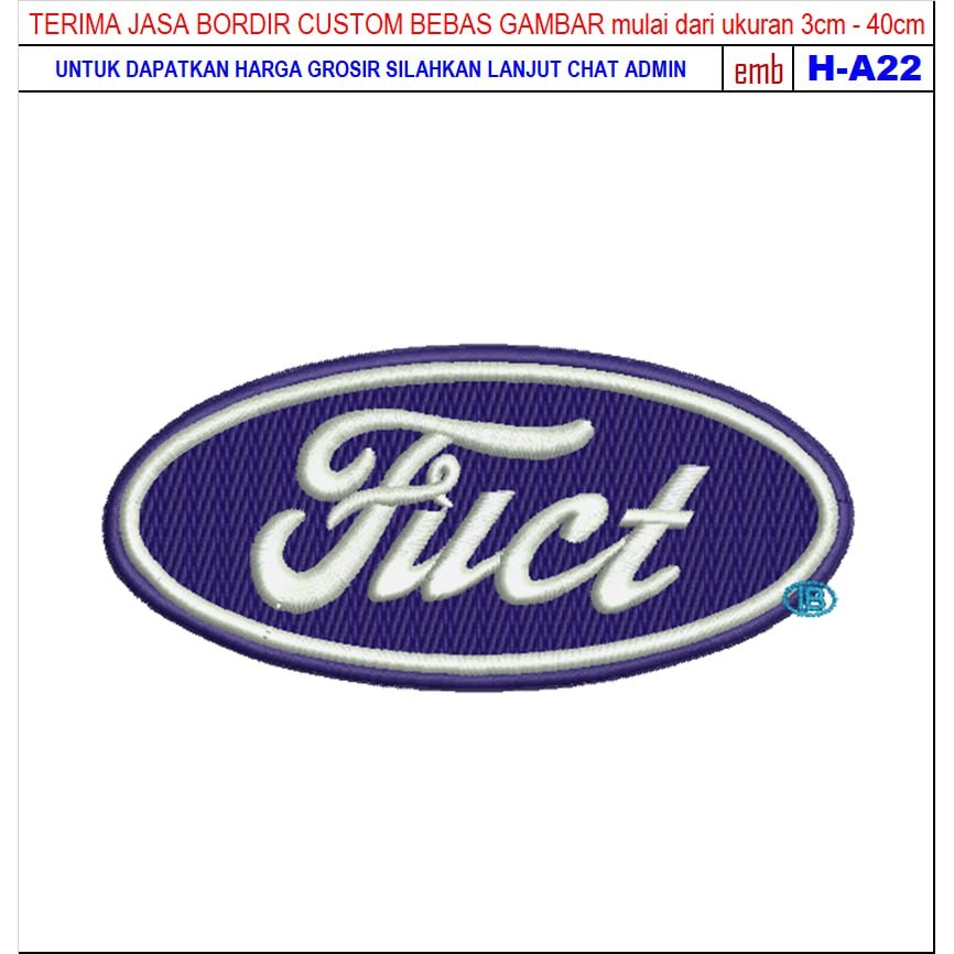 HD-128 FUCT FORD OVAL MOTORCYCLES/RACING/CLUB EMBROIDERY PATCH