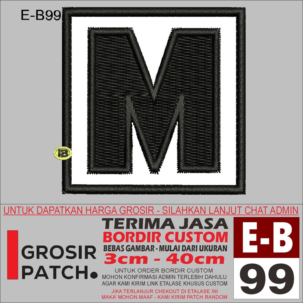 MB PATCH EMBROIDERY โลโก้ E-B99 M LETTER อุปกรณ์เสริมสีดํา/EMBROIDERY