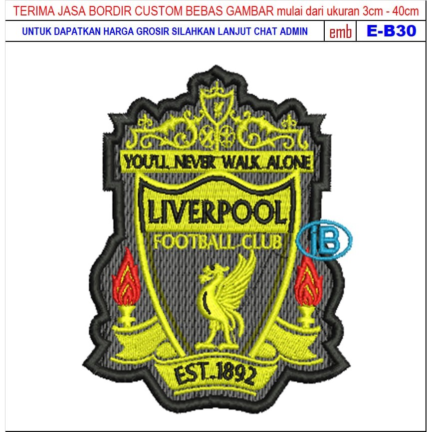 FC-96 LIVERPOOL FOOTBALL CLUB EMBROIDERED PATCH EST 1892 BLACK FOOTBALL/CLUB ACCESSORIES