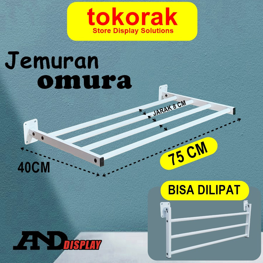 GANTUNA 75 CM FOLDING WALL CLOTHING RACK 4 ROWS PRACTICAL FOLDING CLOTHING RACK WALL