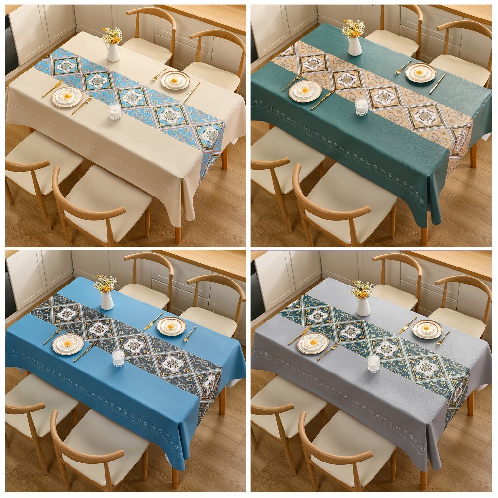 ขายผ้าปูโต๊ะ PVC หนาพรีเมี่ยม 140x140cm_140x180cm_140x250cm Waterproof_PVC ผ้าปูโต๊ะกันน้ํา